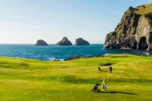People playing golf on Westman Islands