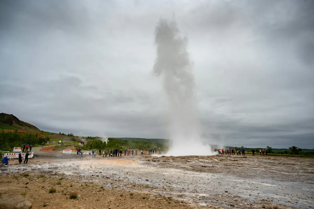 Strokkur erupting on the Golden Circle
