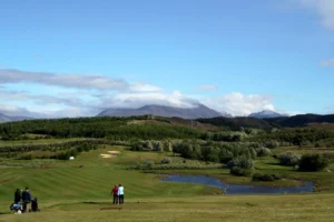 Akureyri Golf Course with mountain