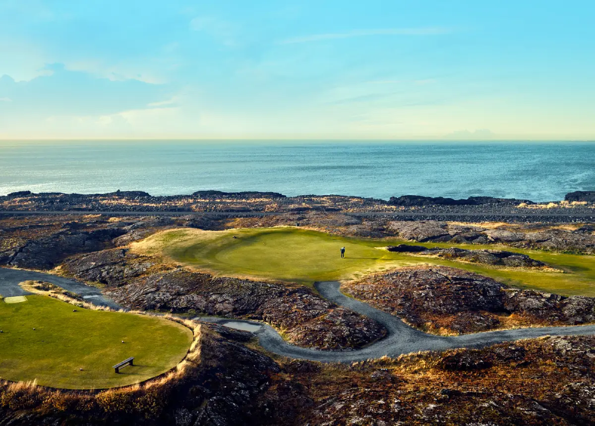Green at Keilir Golf Club on the Reykjanes Peninsula